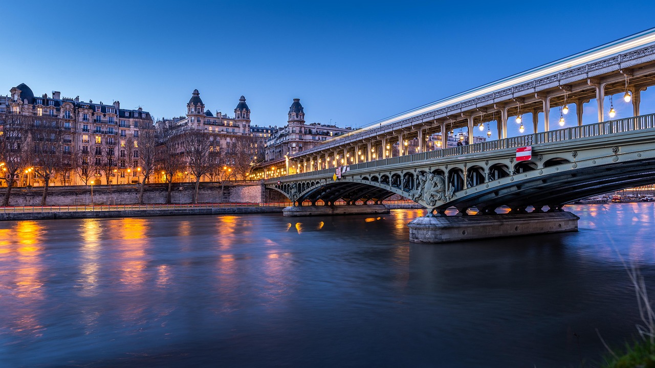 paris beautiful picture at night with a bridge